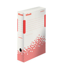 Scatola archivio Speedbox - dorso 8 cm - 35 x 25 cm - bianco e rosso - Esselte