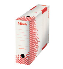 Scatola archivio Speedbox - dorso 8 cm - 35 x 25 cm - bianco e rosso - Esselte