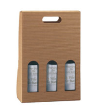 Scatola bottiglie Onda avana - 3 bottiglie - 270 x 90 x 385 mm - Scotton