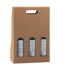 Scatola bottiglie Onda avana - 3 bottiglie - 270 x 90 x 385 mm - Scotton