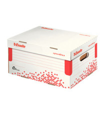 Scatola container Speedbox - Small - 25,2 x 35,5cm -  dorso 19,3 cm - bianco e rosso - Esselte