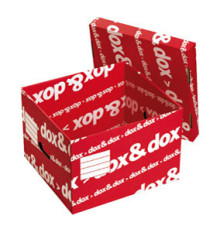 Scatola Dox&Dox - con coperchio - 39,5 x 28 x 35,5 cm - bianco e rosso - Esselte Dox