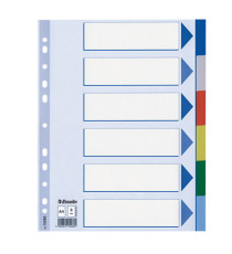 Separatore - 6 tasti colorati - PP - A4 - multicolore - Esselte