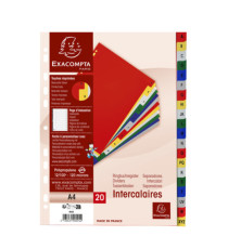 Separatore alfabetico A/Z - colori assortiti 160 gr - tasti colorati - A4 - Exacompta