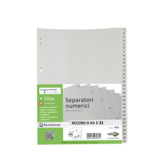 Separatore numerico 1/31 Record R - PP - 21 x 29,7 cm - A4 - grigio - Sei Rota