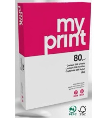 Carta fotocopie A4 My print 80gr bianca,500ff in risma - bianco elevato - Certificata FSC,ECF,ECOLABEL
