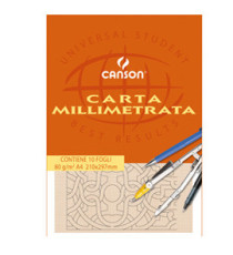 Blocco carta opaca millimetrata - A4 - 10 fogli - 80gr - Canson