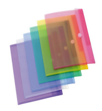 Buste con bottone in velcro - PP - A4 - colori assortiti - Djois - conf. 12 pezzi