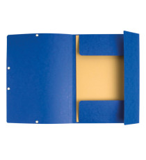 Cartella 3 lembi con elastico angolare - A4 - dorso 0,3 cm - cartoncino Lustrè - blu - Exacompta