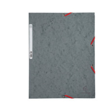Cartella 3 lembi con elastico angolare - A4 - dorso 0,3 cm - cartoncino Lustrè - grigio - Exacompta