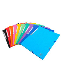 Cartella 3 lembi con elastico angolare - A4 - dorso 0,3 cm - cartoncino Lustrè - mix 10 colori brillanti - Exacompta