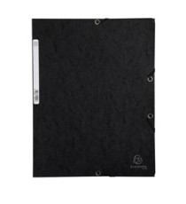Cartella 3 lembi con elastico angolare - A4 - dorso 0,3 cm - cartoncino Lustrè - nero - Exacompta