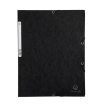 Cartella 3 lembi con elastico angolare - A4 - dorso 0,3 cm - cartoncino Lustrè - nero - Exacompta