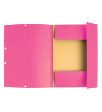 Cartella 3 lembi con elastico angolare - A4 - dorso 0,3 cm - cartoncino Lustrè - rosa - Exacompta