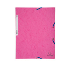 Cartella 3 lembi con elastico angolare - A4 - dorso 0,3 cm - cartoncino Lustrè - rosa - Exacompta