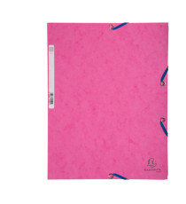 Cartella 3 lembi con elastico angolare - A4 - dorso 0,3 cm - cartoncino Lustrè - rosa - Exacompta