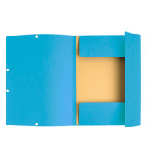 Cartella 3 lembi con elastico angolare - A4 - dorso 0,3 cm - cartoncino Lustrè - turchese - Exacompta