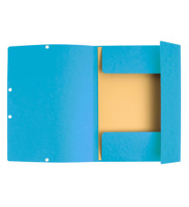 Cartella 3 lembi con elastico angolare - A4 - dorso 0,3 cm - cartoncino Lustrè - turchese - Exacompta