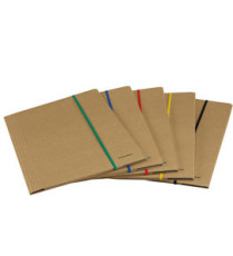 Cartella 3 lembi con elastico piatto colorato - 25 x 35 cm - dorso variabile - cartoncino - avana - Starline