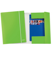 Cartella 3 lembi con elastico WOW - 25 x 35 cm - dorso variabile - cartoncino plastificato - verde lime - Leitz