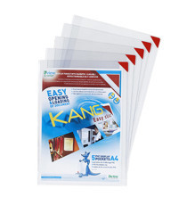 Tasca a L - con retro adesivo - A5 - rosso - Djois - conf. 5 pezzi