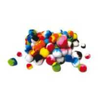 Pompon a strisce - 10-35 mm - colori assortiti - DECO - busta 100 pezzi