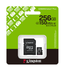 Micro Kingston SDCS3/256GB SDXC 256GB classe 10 UHS-I, U1/U3, Classe video 10/30, A1 microSD Canvas Select Plus fino a 150 MB/s