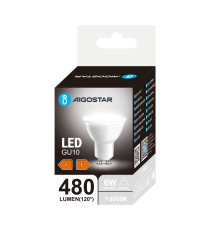 Faretto GU10 6W 480 lumen 6500K luce fredda misura D50xH55mm Equivalenza lampada incandescente 68W