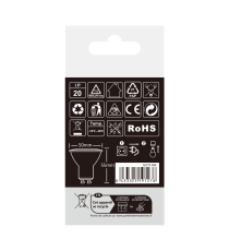 Faretto GU10 6W 480 lumen 6500K luce fredda misura D50xH55mm Equivalenza lampada incandescente 68W