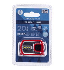 Torcia lampada da testa led frontale a batteria 0.3w 20 lumen 6500k luce fredda L48xW16xH30mm IP44