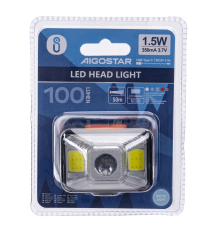 Torcia lampada da testa led frontale ricaricabile con cavo type-c Aigostar 1.5w 100 lumen 6500k luce fredda IP44 3 regolazioni