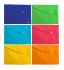 Busta con bottone - 33 x 24,5 cm - PP - colori assortiti - Colorosa - conf. 6 pezzi