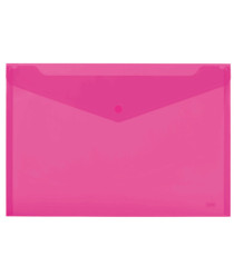 Busta con bottone - 33,5 x 23.5 cm - PP - colori assortiti fluo - Lebez - conf. 3 pezzi