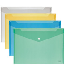 Busta con bottone - A4 - PP - colori assortiti - Lebez