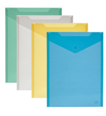 Busta con bottone - A4 verticale - PP - colori assortiti - Lebez