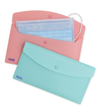 Busta con bottone Pastel - 9,9 x 21 cm - PP - colori assortiti - Favorit - conf. 5 pezzi