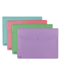 Busta con bottone Pastel - A4 - PP - colori assortiti - Favorit - conf. 5 pezzi