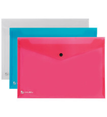 Busta con bottone Pull - A4 - PP - colori assortiti - King Mec