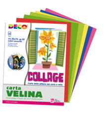 Carta velina - 50 x 76 cm - 20 gr - 10 colori assortiti - Deco - busta 50 fogli