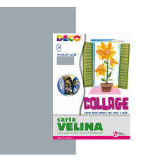 Carta velina - 50 x 76 cm - 20 gr - argento - Deco - busta 24 fogli