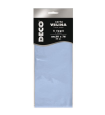 Carta velina - 50 x 76 cm - 20 gr - azzurro baby - Deco - busta 5 fogli