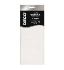 Carta velina - 50 x 76 cm - 20 gr - bianco - Deco - busta 5 fogli