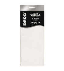 Carta velina - 50 x 76 cm - 20 gr - bianco - Deco - busta 5 fogli