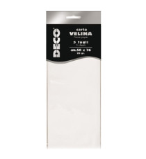 Carta velina - 50 x 76 cm - 20 gr - bianco - Deco - busta 5 fogli