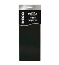 Carta velina - 50 x 76 cm - 20 gr - nero - Deco - busta 5 fogli