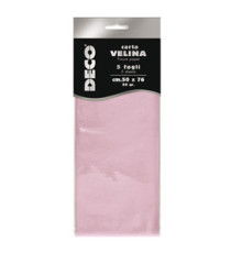 Carta velina - 50 x 76 cm - 20 gr - rosa - Deco - busta 5 fogli