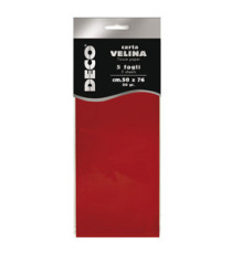Carta velina - 50 x 76 cm - 20 gr - rosso - Deco - busta 5 fogli
