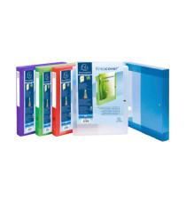 Cartella 3 lembi con bottone Kreacover - A4 - dorso 4 cm - PP - colori assortiti - Exacompta