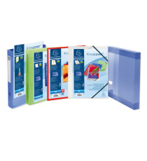 Cartella 3 lembi con elastico angolare Kreacover - A4 - dorso 1,5 cm - PP - bianco trasparente - Exacompta