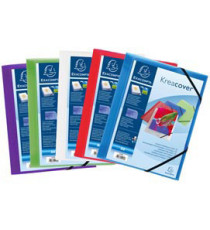 Cartella 3 lembi con elastico angolare Kreacover - A4 - dorso 1,5 cm - PP - colori assortiti - Exacompta